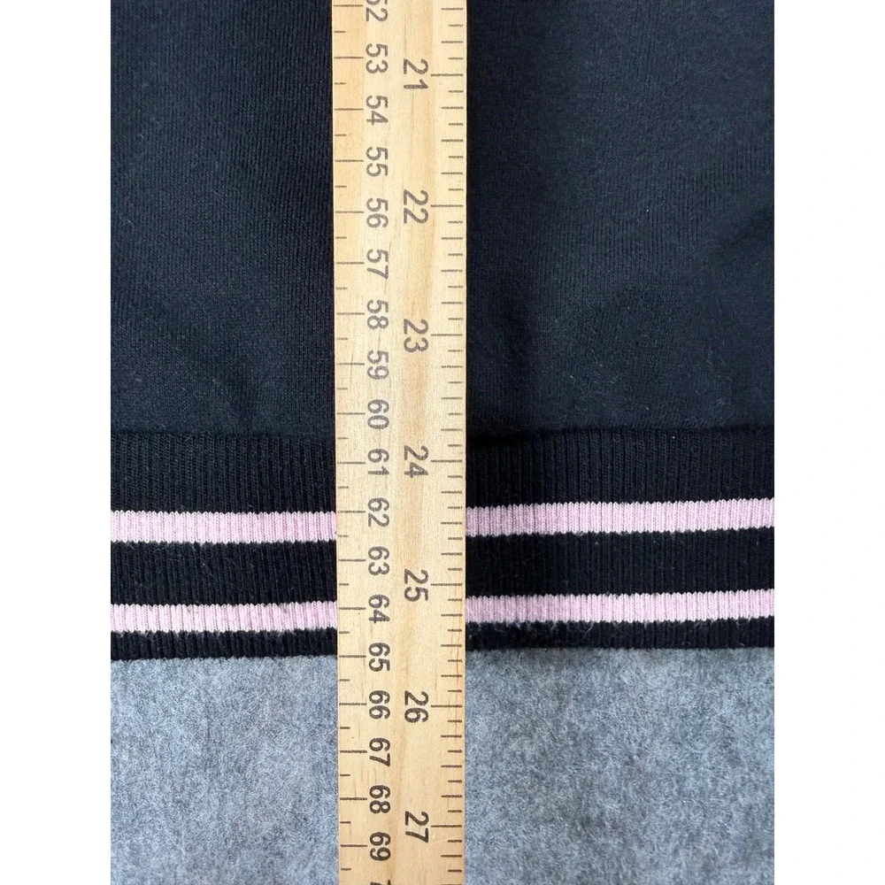 Fila Womens XXL Black Crewneck Sweatshirt Multi Color Striped Trim Pull Over